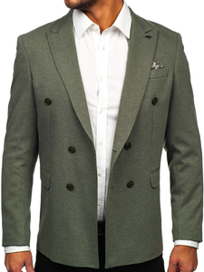 Men's Double-breasted Elegant Suit Jacket Green Bolf 005