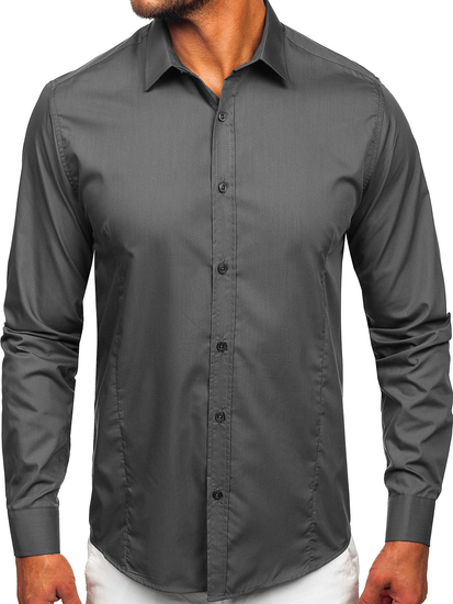 Men’s Elegant Long Sleeve Shirt Light Graphite Bolf 1703