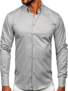Men's Striped Long Sleeve Shirt Graphite Bolf 22731
