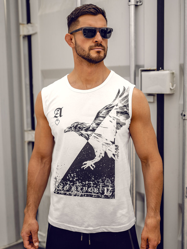 Men’s Printed Tank Top White Bolf 14821A