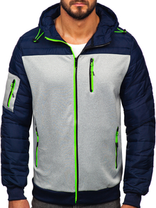 Men's Quilted Lightweight Jacket Navy Blue Bolf 8M902