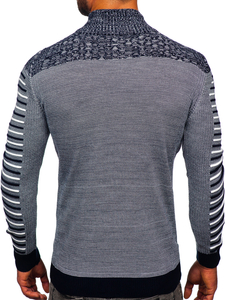 Men's Stand Up Sweater Navy Blue Bolf 1028