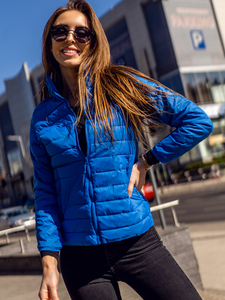 Women's Quilted Lightweight Jacket with Stand Up Collar Sky Blue Bolf 1141A