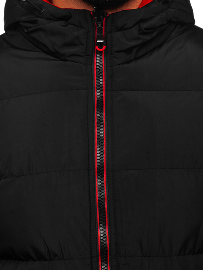 Men's Quilted Reversible Winter Jacket Black-Red Bolf 7410