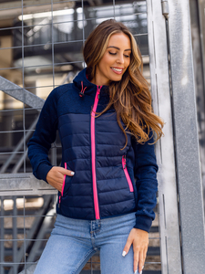 Women's Lightweight Jacket with hood Navy blue Bolf KSW4002A