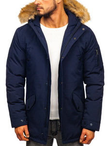 Men's Winter Parka Jacket Navy Blue Bolf 1972