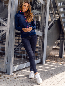 Women's Lightweight Jacket with hood Navy blue Bolf KSW4001A