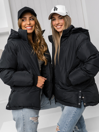 Women's Quilted Winter Jacket with hood Black Bolf 5M3169A