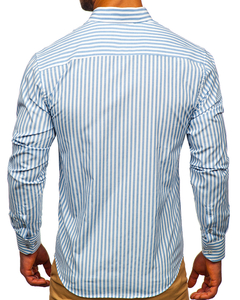 Men's Striped Long Sleeve Shirt Navy Blue Bolf 20704
