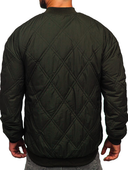 Men's Lightweight Quilted Baseball Bomber Jacket Khaki Bolf 84M3020