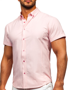 Men’s Elegant Short Sleeve Shirt Pink Bolf 7501G