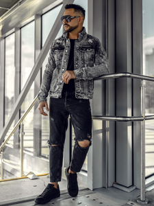 Men's Denim Jacket Grey Bolf AK588