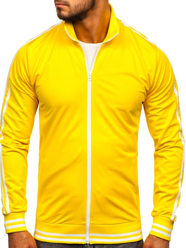 Men's Zip Sweatshirt Stand Up Retro Style Yellow Bolf 11113