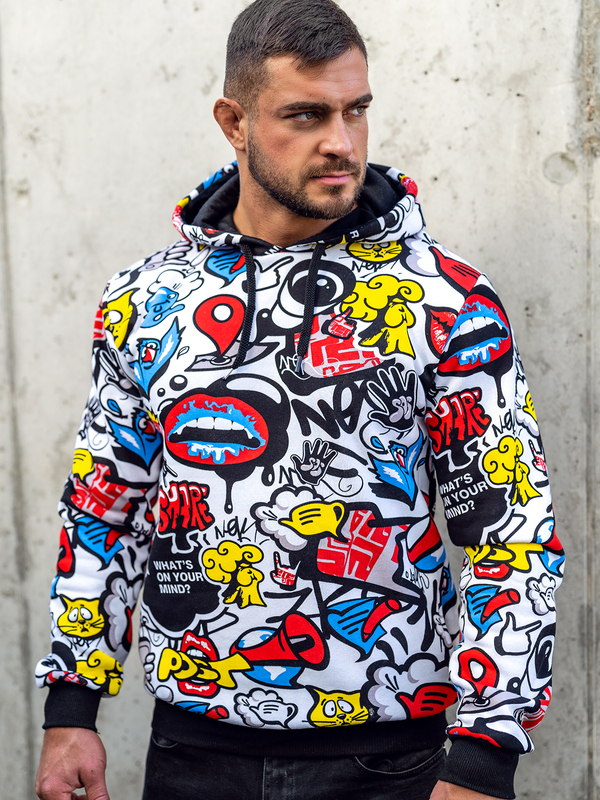 Men's Printed Hoodie Multicolor Bolf 141003