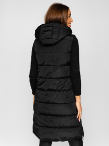 Women's Longline Quilted Gilet Black Bolf 81261