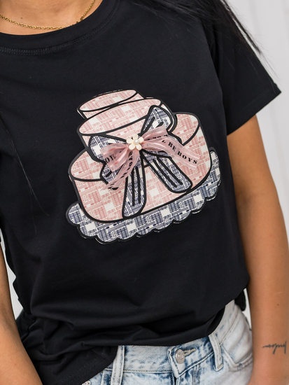 Women's Printed T-shirt Black Bolf 97T2113