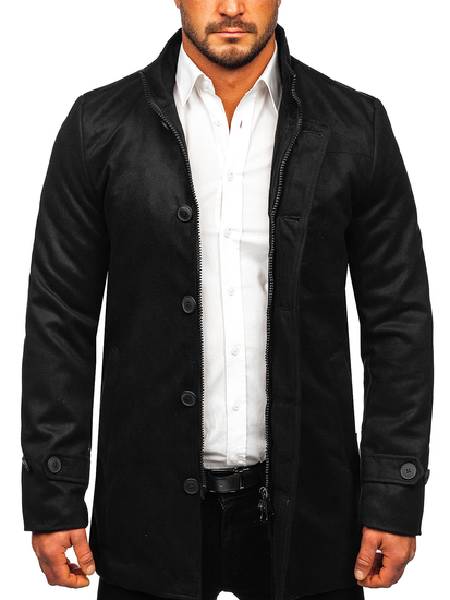 Men's Winter Coat with Stand Up Collar Black Bolf M3129