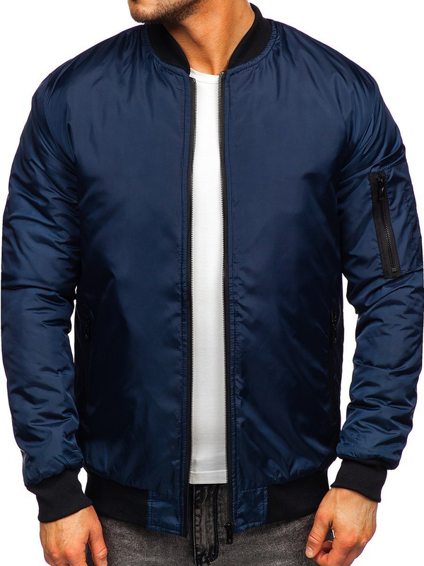 Men's Lightweight Bomber Jacket Navy Blue Bolf AK95