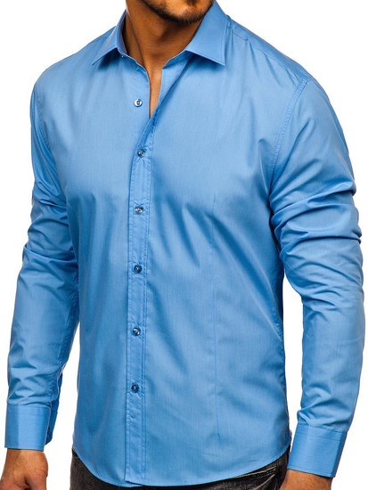 Men’s Elegant Long Sleeve Shirt Sky Blu Bolf 1703