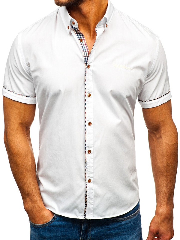 Men's Elegant Shirt Sleeve Shirt White Bolf 5509-1