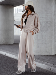 Women’s 2-piece Zip Butter Sport Outfit Beige Bolf 821109