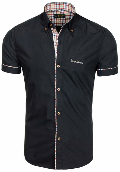Men’s Elegant Short Sleeve Shirt Black Bolf 5509-1