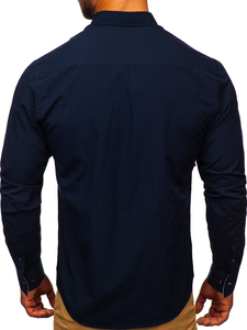Men's Elegant Long Sleeve Shirt Navy Blue Bolf 8839