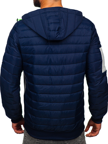 Men's Quilted Lightweight Jacket Navy Blue Bolf 8M902