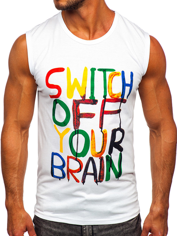 Men's Printed Tank Top White Bolf 14803-1