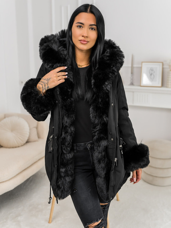 Women's Winter Parka Jacket with Hood Black Bolf 16M9062