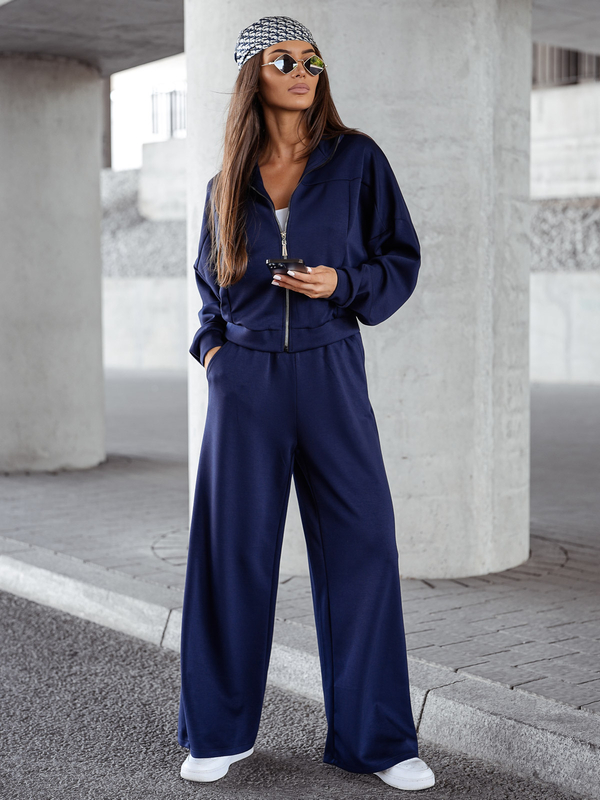 Women’s 2-piece Zip Butter Sport Outfit Navy blue Bolf 821109