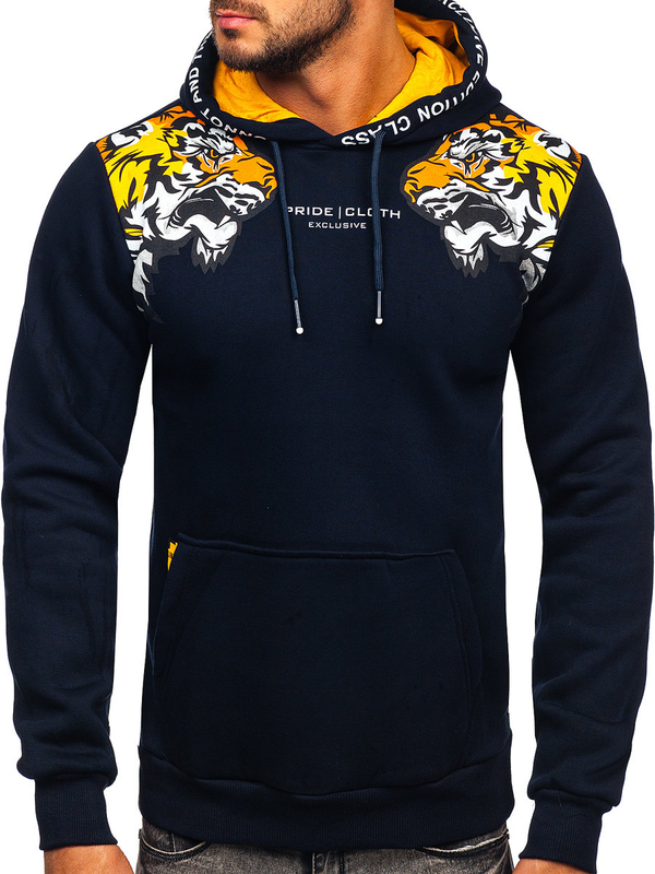 Men's Printed Hoodie Navy Blue Bolf 6287