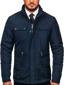 Men's Elegant Winter Jacket Navy Blue Bolf 1668