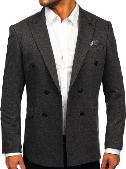 Men's Double-breasted Elegant Suit Jacket Anthracite Bolf 007