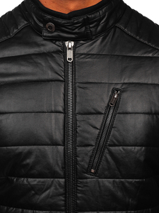 Men's Leather Biker Jacket Black Bolf EX940
