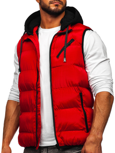 Men's Warm Quilted Gilet with Hood Red Bolf 7126