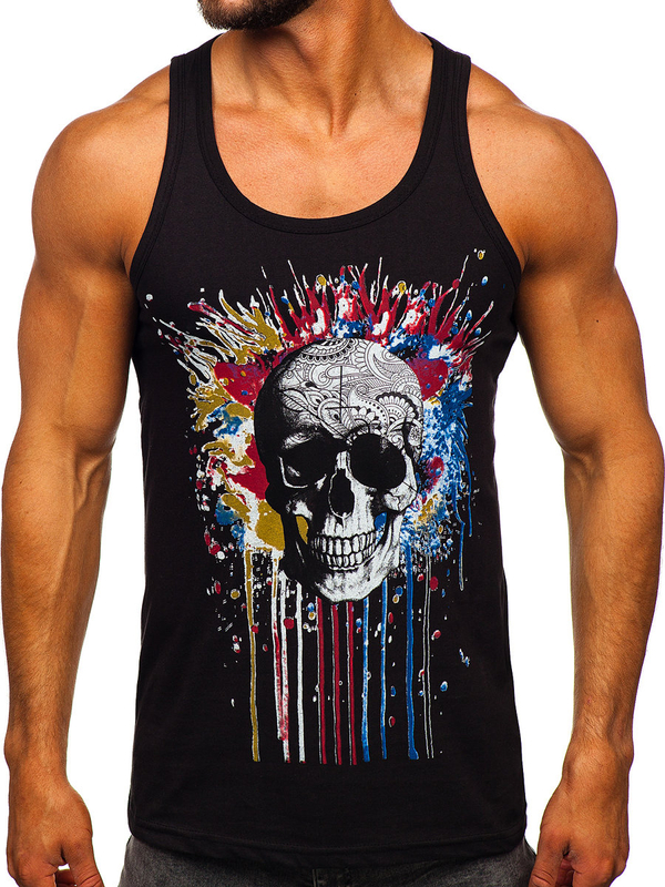 Men's Printed Boxer Tank Top Black Bolf 14839