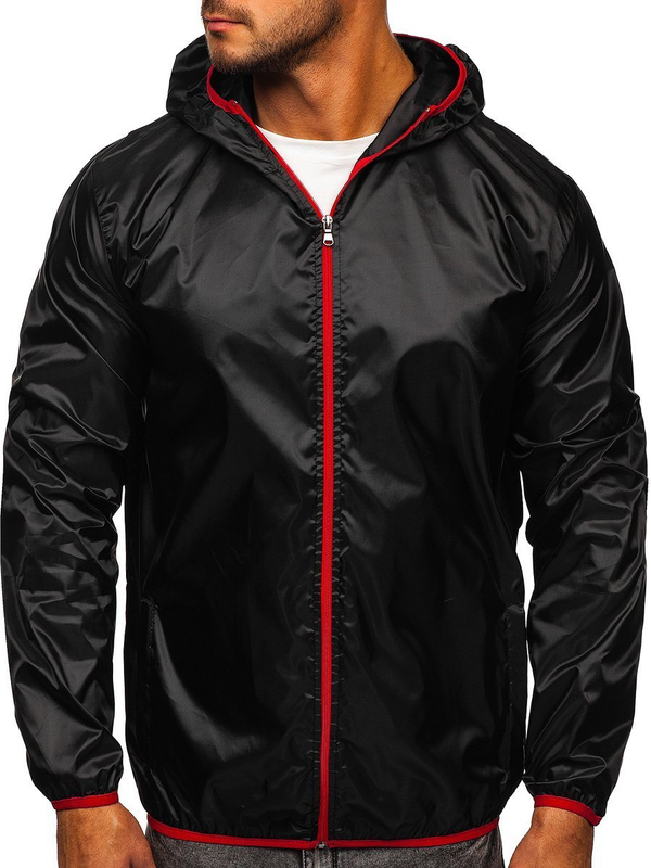 Men's Lightweight Windbreaker Jacket with hood Black Bolf 5060