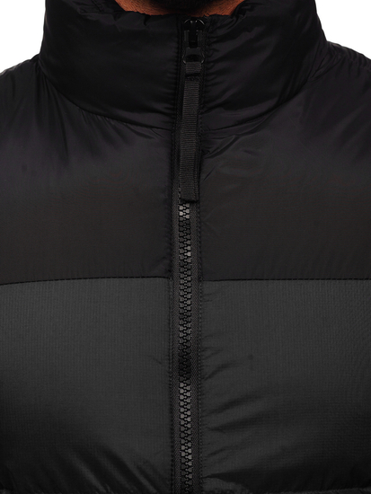 Men's Thick Quilted Gilet with hood Black Bolf 9969