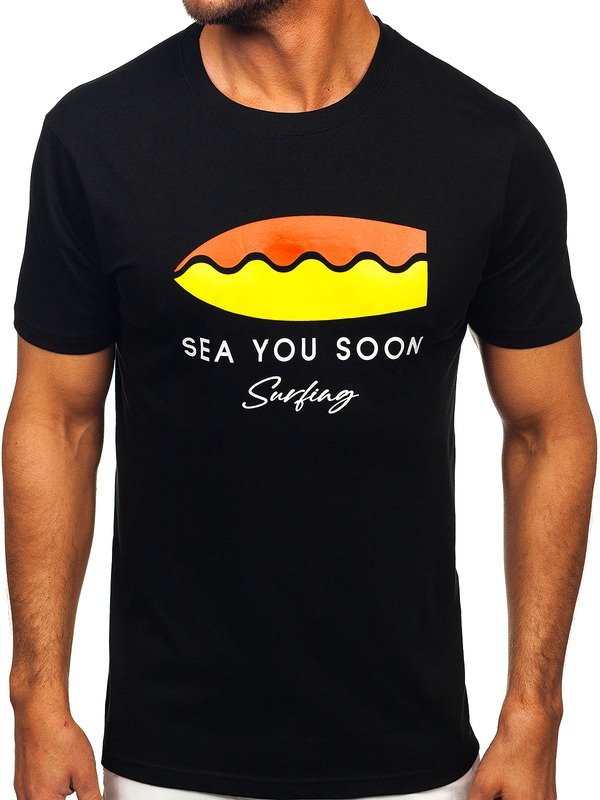 Men's Cotton Printed T-shirt Black Bolf MPO3457