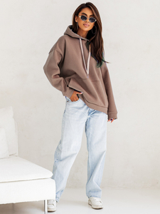 Women's Warm Kangaroo Hoodie Cappuccino Bolf 82131
