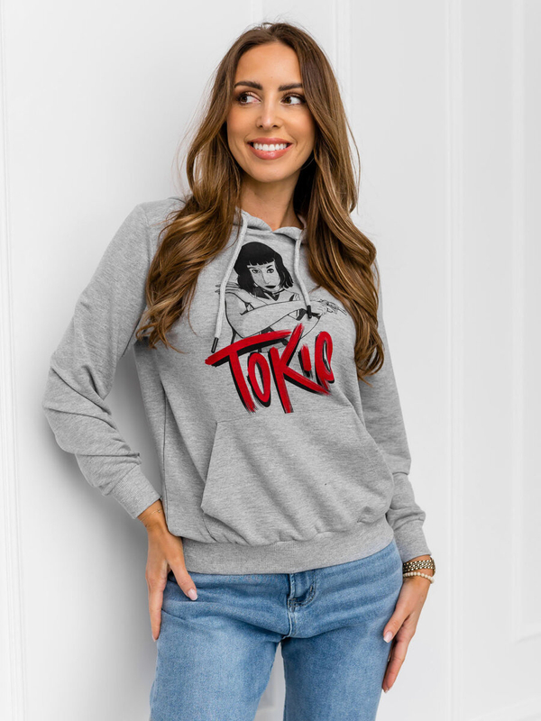 Women's Printed Hoodie Grey Bolf 5194