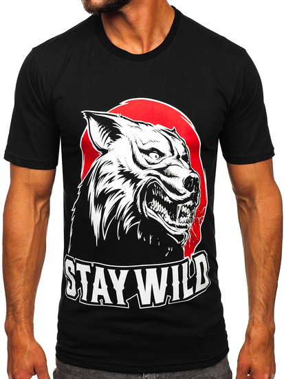 Men's Cotton Printed T-shirt Black Bolf 143021