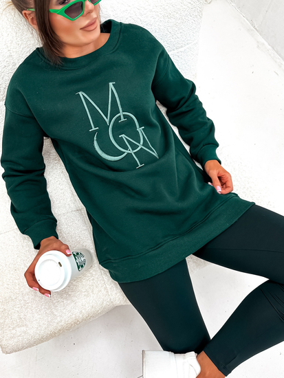Women's Warm Printed Sweatshirt Bottle Green Bolf VE77