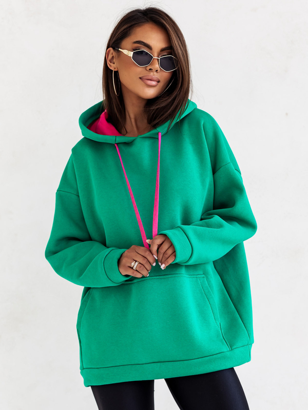 Women's Warm Kangaroo Hoodie Green Bolf 82131