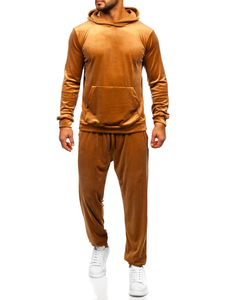 Men's Velour Tracksuit with hood Camel Bolf 0002A