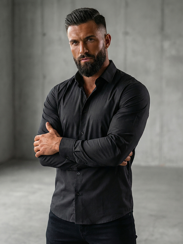 Men’s Elegant Long Sleeve Shirt Black Bolf 1703