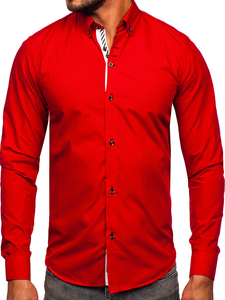 Men's Elegant Long Sleeve Shirt Red Bolf 5796-1