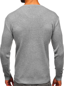 Men's Basic V-neck Sweater Grey Bolf S8533