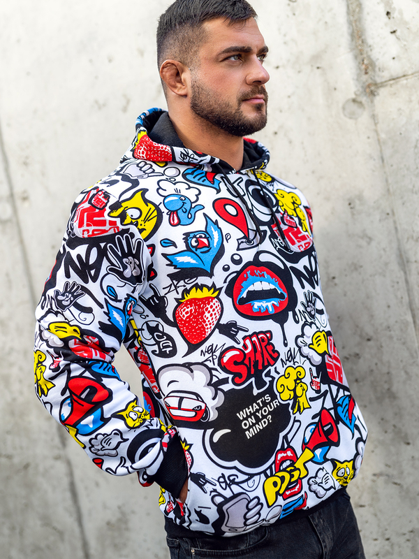 Men's Printed Hoodie Multicolor Bolf 141003
